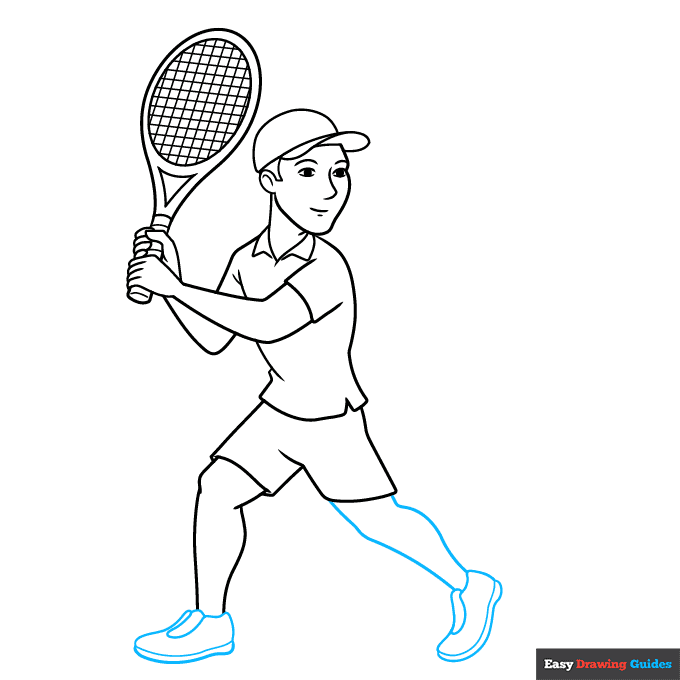 Tennis Player step-by-step drawing tutorial: step 8