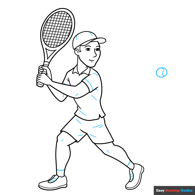 Tennis Player step-by-step drawing tutorial: step 9