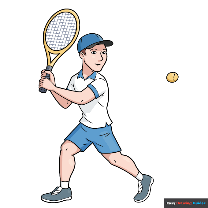 Tennis Player step-by-step drawing tutorial: step 11