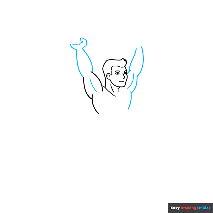 Weightlifting step-by-step drawing tutorial: step 3
