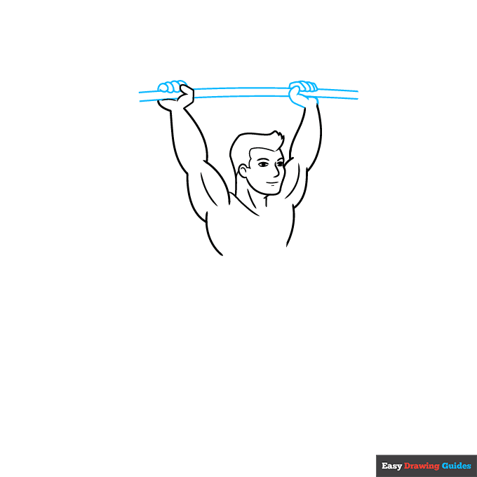 Weightlifting step-by-step drawing tutorial: step 4