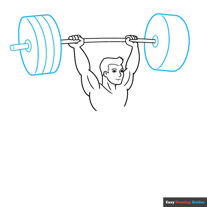 Weightlifting step-by-step drawing tutorial: step 5
