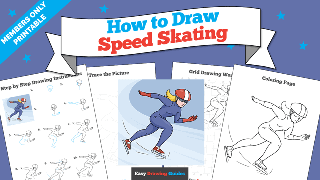 How to Draw Speed Skating Printable Thumbnail
