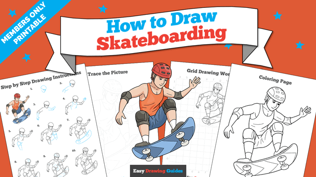How to Draw Skateboarding Printable Thumbnail