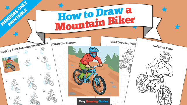 How to Draw a Mountain Biker Printable Thumbnail