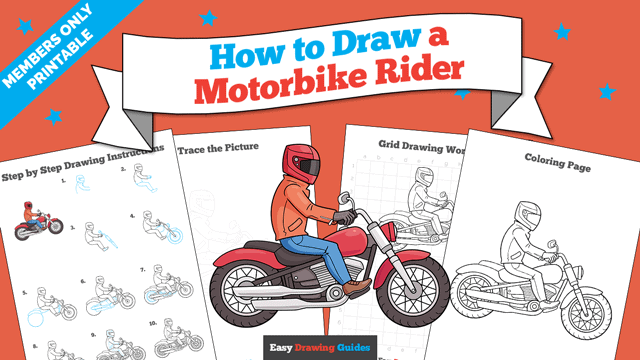 How to Draw a Motorbike Rider Printable Thumbnail