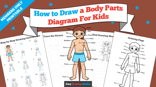 How to Draw a Body Parts Diagram for Kids Printable Thumbnail