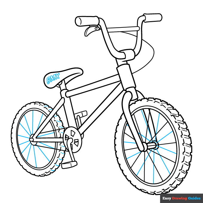 BMX Bike step-by-step drawing tutorial: step 9