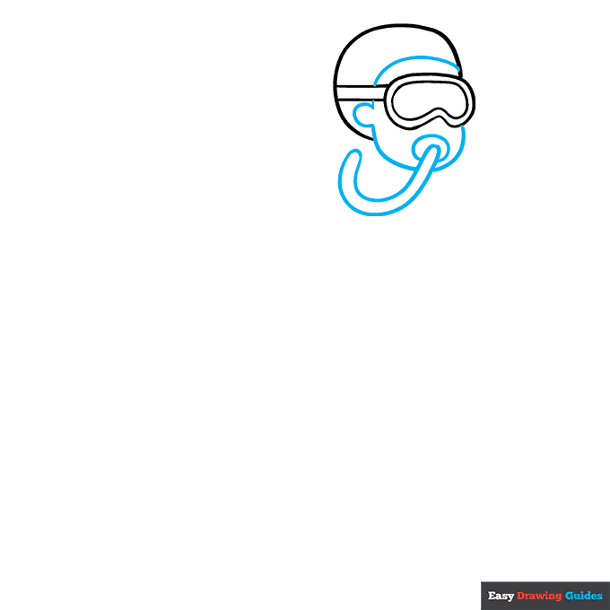 Scuba Diver step-by-step drawing tutorial: step 2
