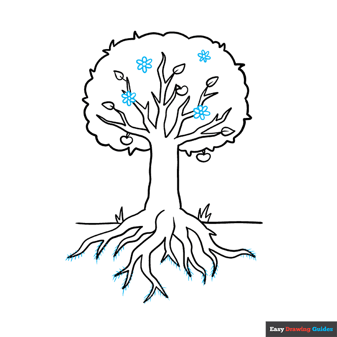 Parts of a Tree step-by-step drawing tutorial: step 7