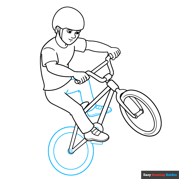 BMX Rider step-by-step drawing tutorial: step 7