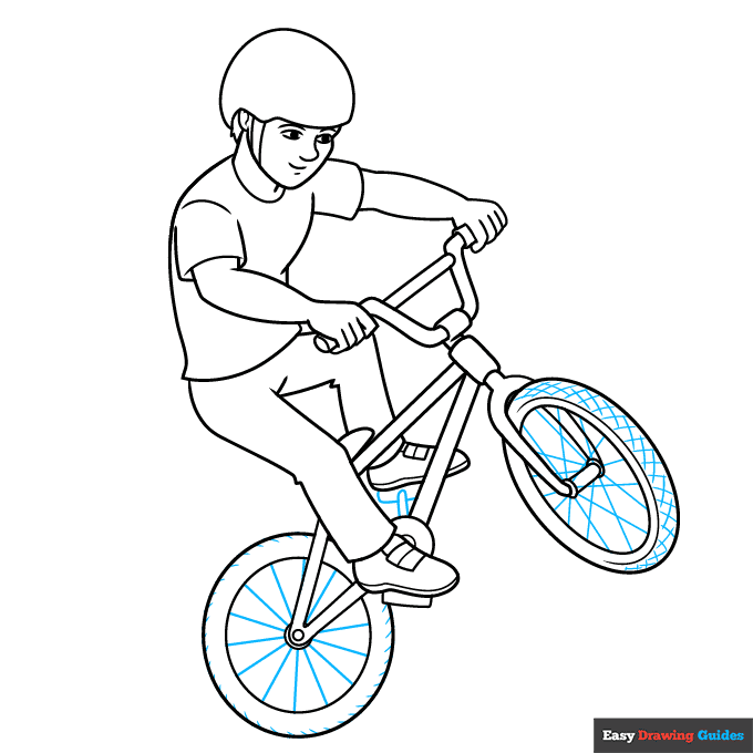 BMX Rider step-by-step drawing tutorial: step 8
