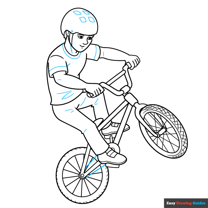 BMX Rider step-by-step drawing tutorial: step 9