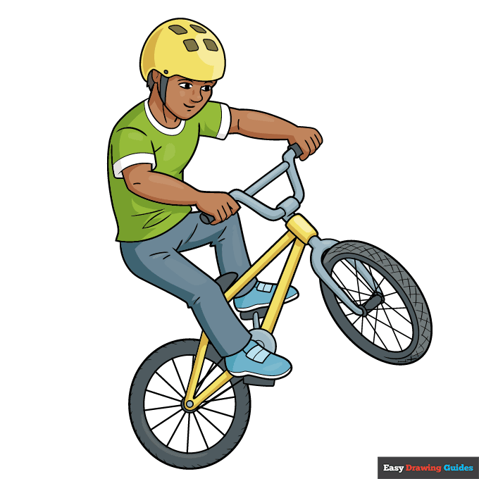 BMX Rider step-by-step drawing tutorial: step 11
