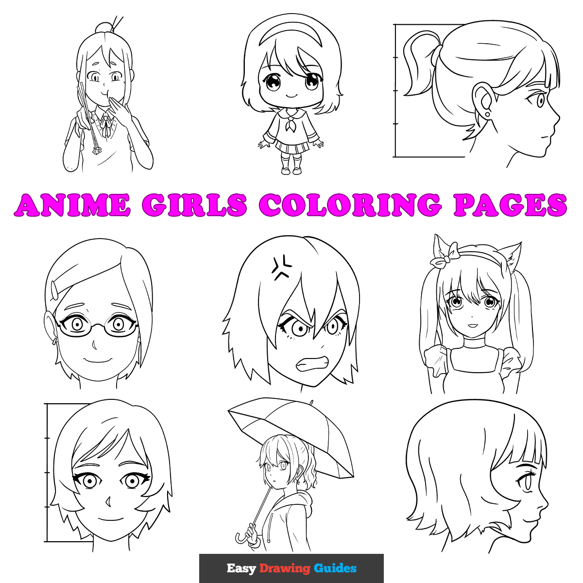 Anime Girls Coloring Pages - Featured Image