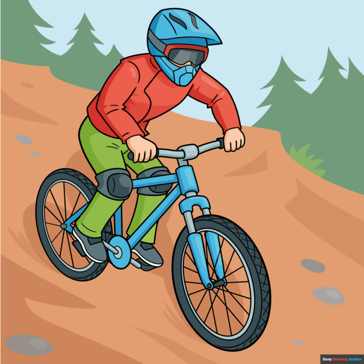 How to Draw a Mountain Biker Featured Image