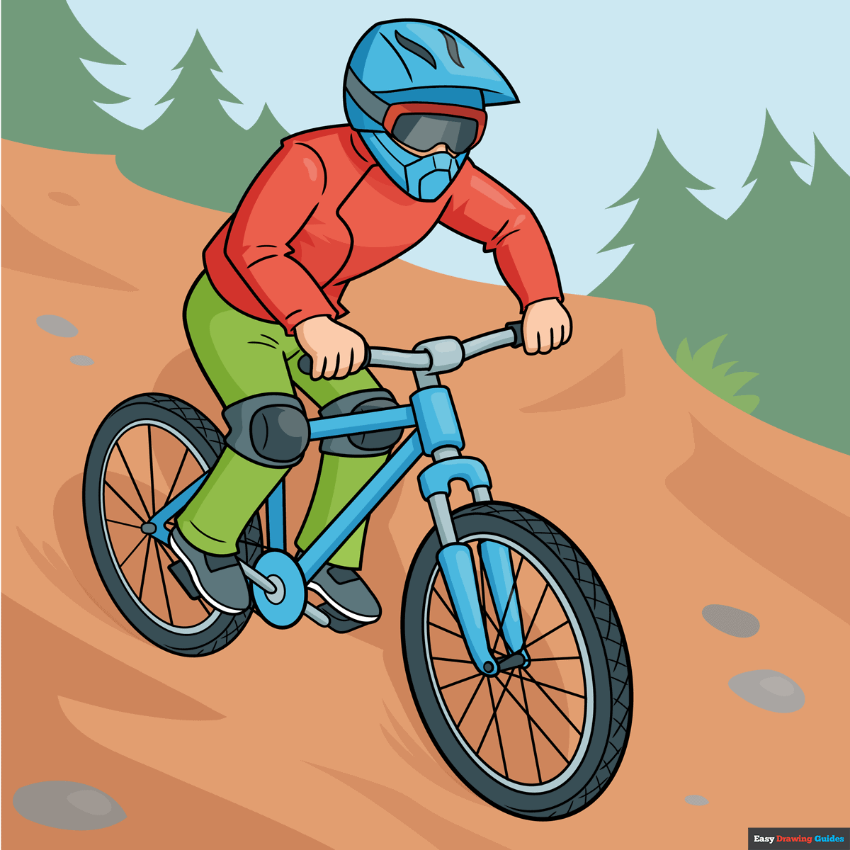 How to Draw a Mountain Biker Featured Image