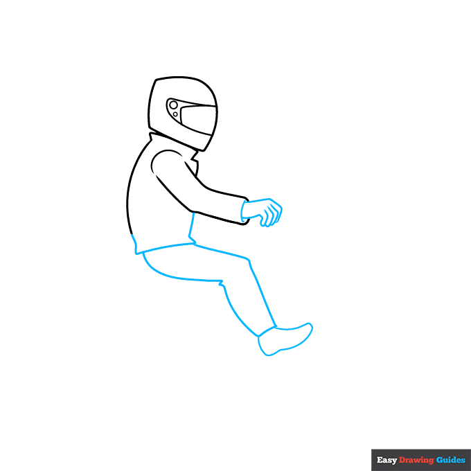 Motorbike Rider step-by-step drawing tutorial: step 2