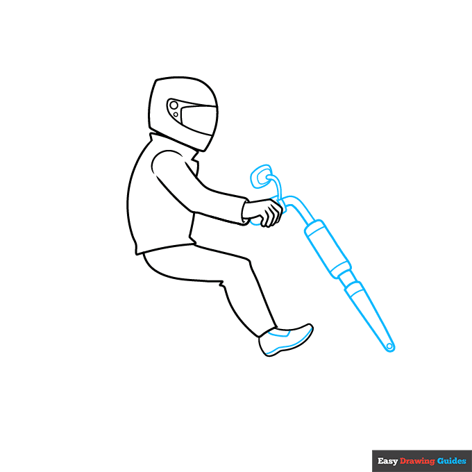 Motorbike Rider step-by-step drawing tutorial: step 3
