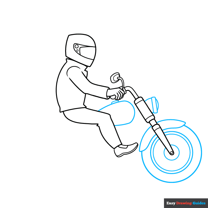 Motorbike Rider step-by-step drawing tutorial: step 4