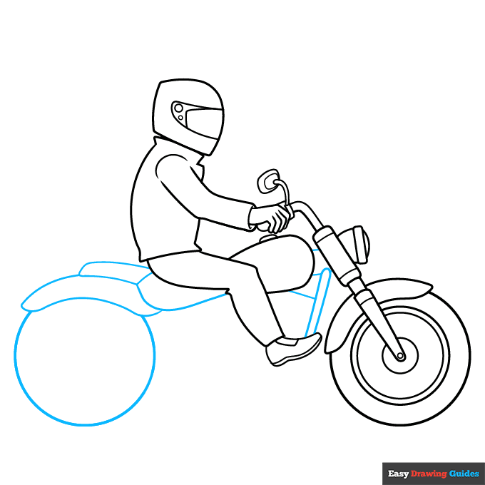 Motorbike Rider step-by-step drawing tutorial: step 5