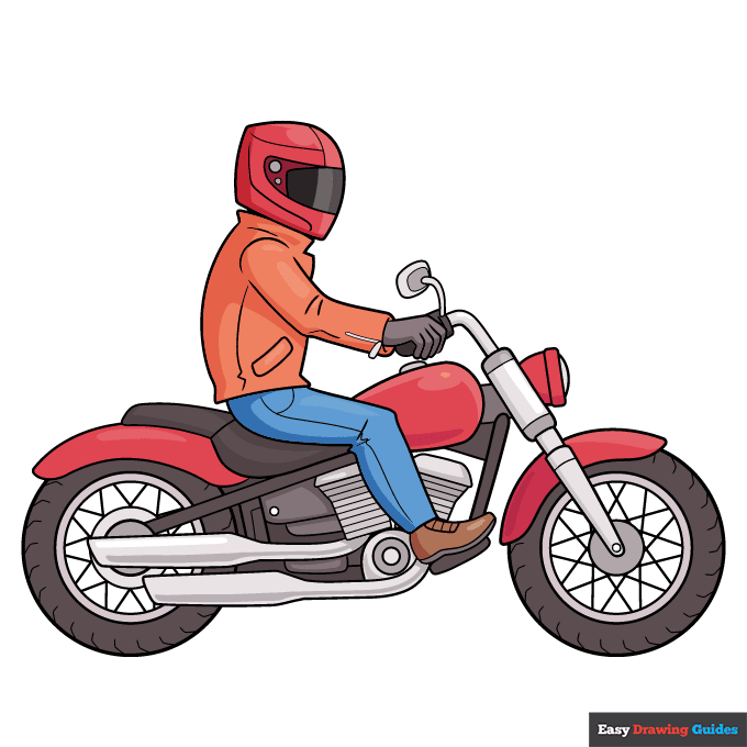 Motorbike Rider step-by-step drawing tutorial: step 11