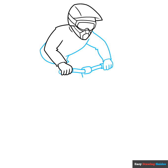 Mountain Biker step-by-step drawing tutorial: step 3
