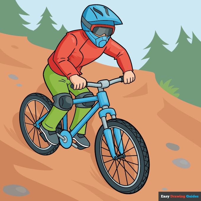 Mountain Biker step-by-step drawing tutorial: step 11