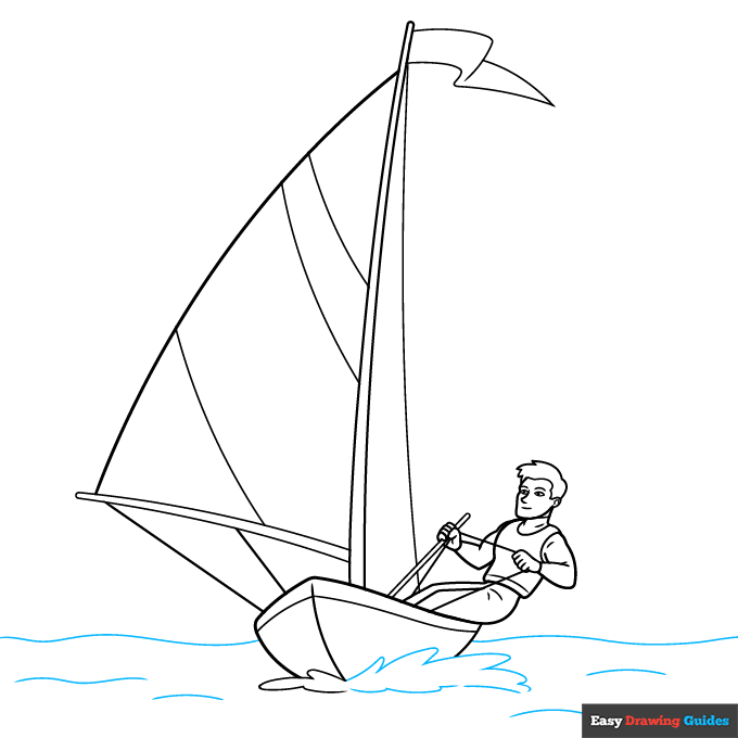 Sailing step-by-step drawing tutorial: step 9