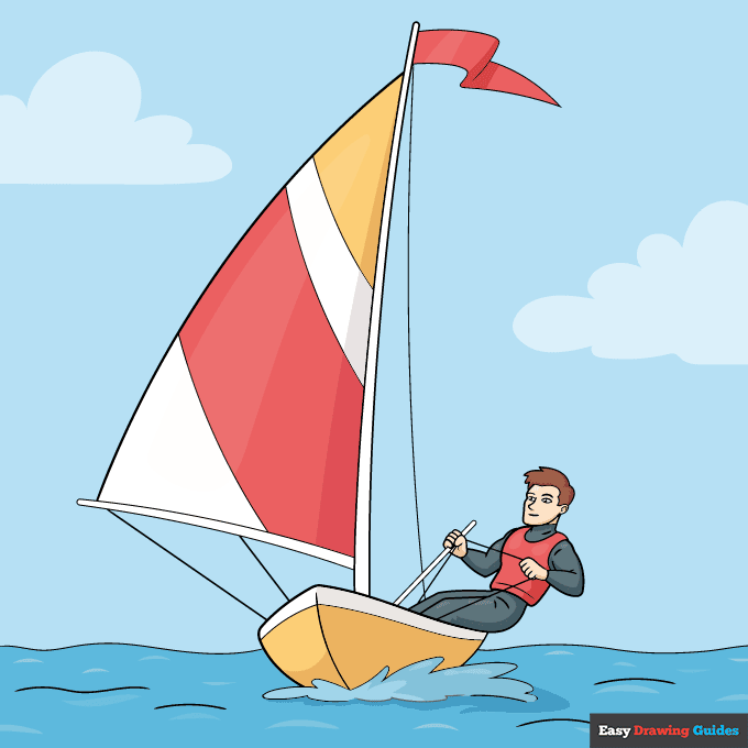 Sailing step-by-step drawing tutorial: step 11