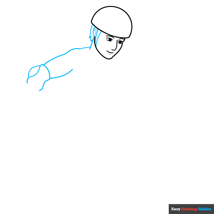 Skateboarding step-by-step drawing tutorial: step 2