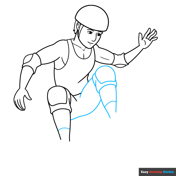 Skateboarding step-by-step drawing tutorial: step 6