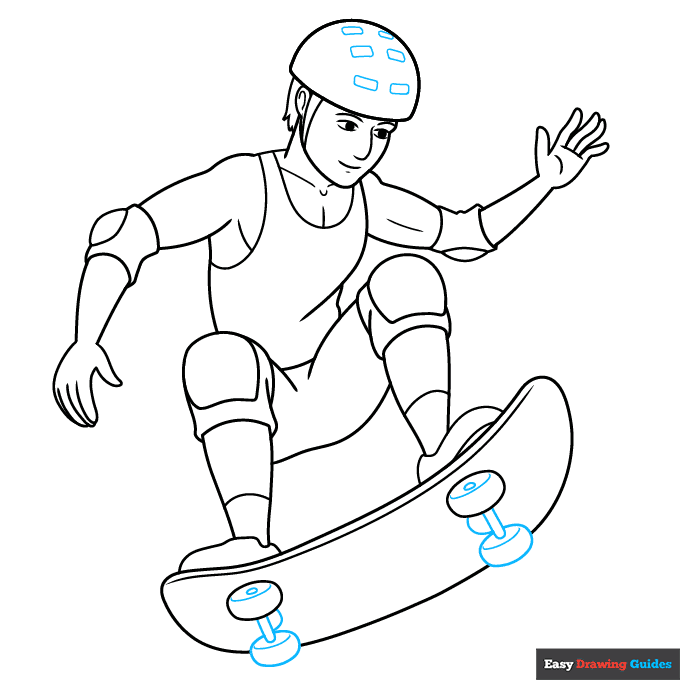 Skateboarding step-by-step drawing tutorial: step 8