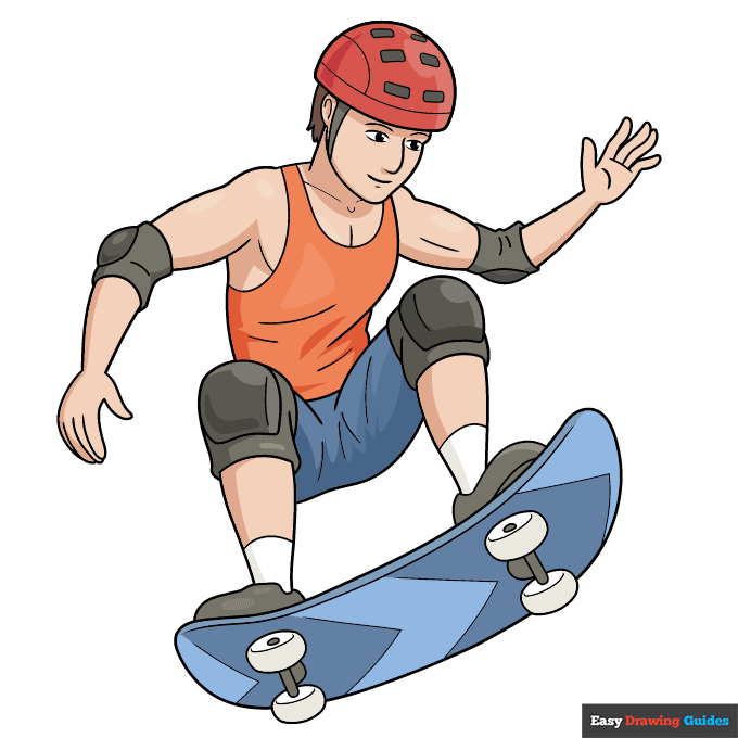 Skateboarding step-by-step drawing tutorial: step 11