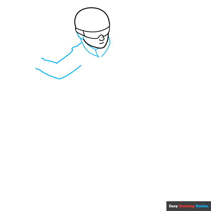 Snowboarder step-by-step drawing tutorial: step 2