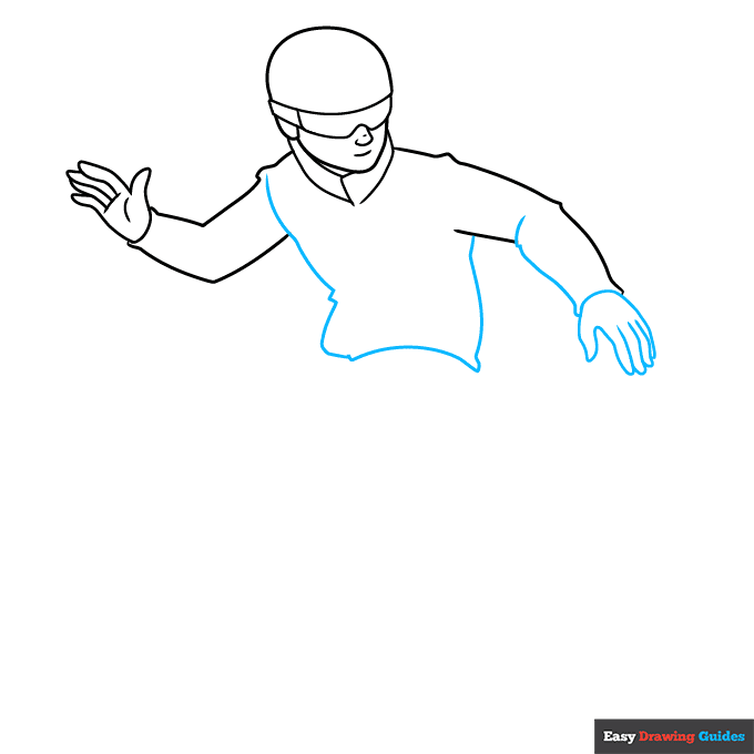Snowboarder step-by-step drawing tutorial: step 4