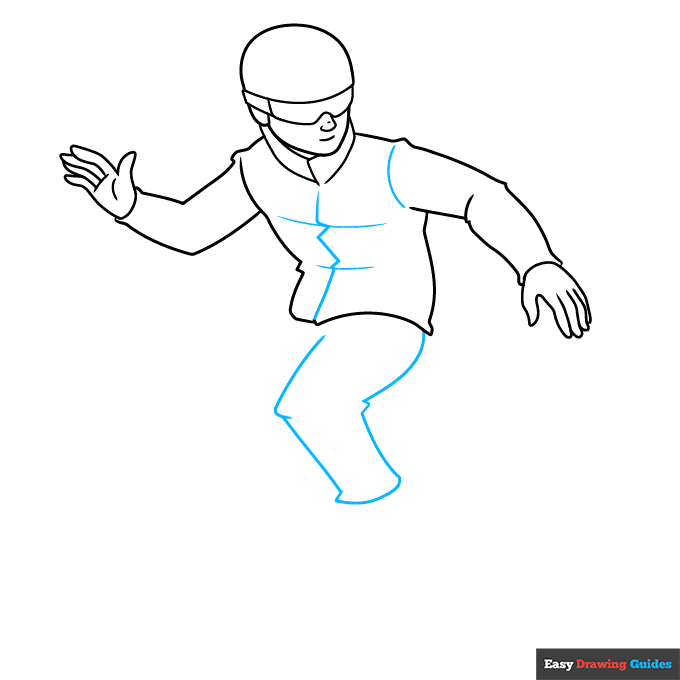 Snowboarder step-by-step drawing tutorial: step 5