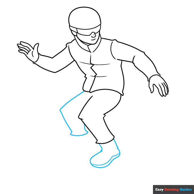 Snowboarder step-by-step drawing tutorial: step 6