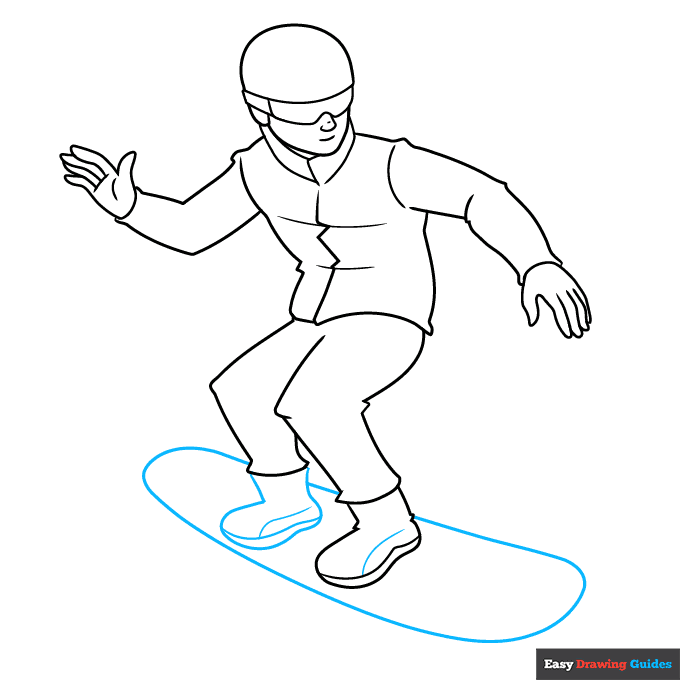 Snowboarder step-by-step drawing tutorial: step 7