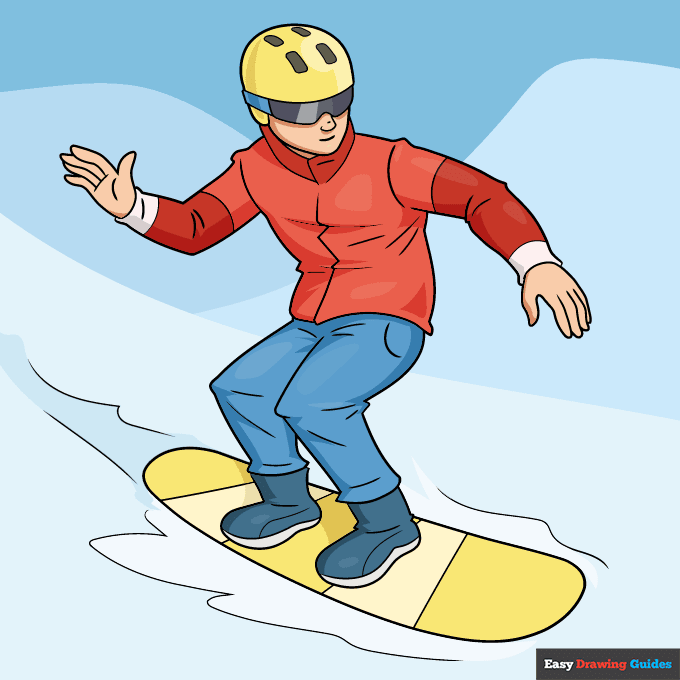 Snowboarder step-by-step drawing tutorial: step 11