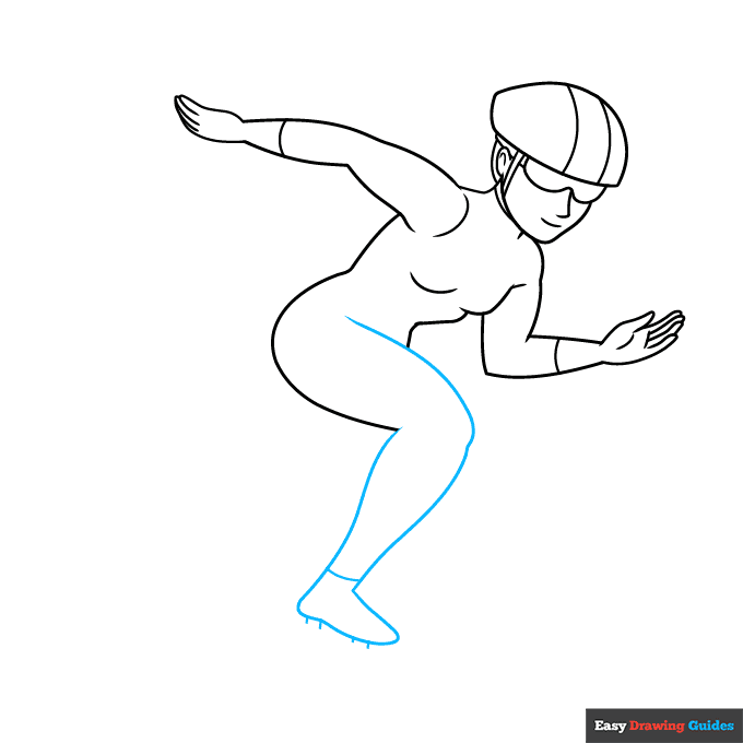 Speed Skating step-by-step drawing tutorial: step 6