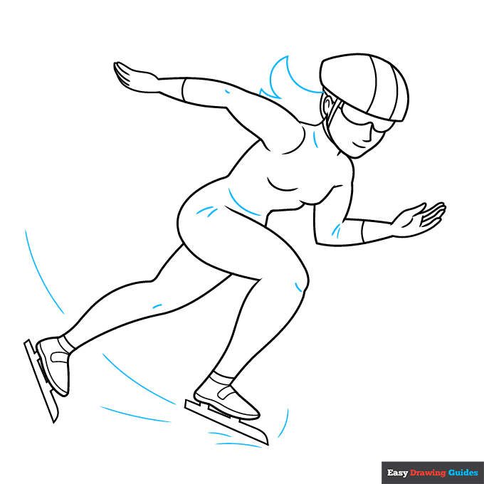 Speed Skating step-by-step drawing tutorial: step 9