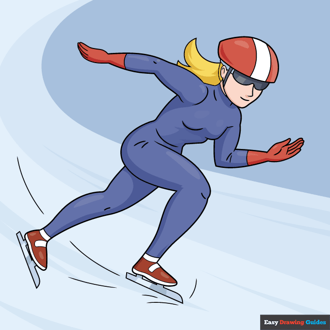 Speed Skating step-by-step drawing tutorial: step 11