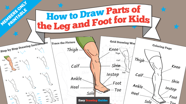 How to Draw Parts of the Leg and Foot for Kids Printable Thumbnail