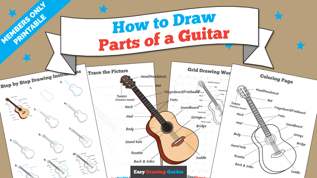 How to Draw Parts of a Guitar Printable Thumbnail