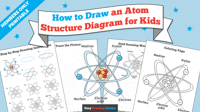 How to Draw an Atom Structure Diagram for Kids Printable Thumbnail
