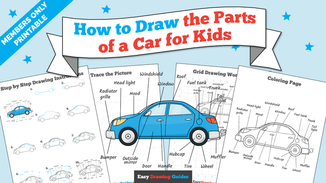 How to Draw Parts of a Car for Kids Printable Thumbnail