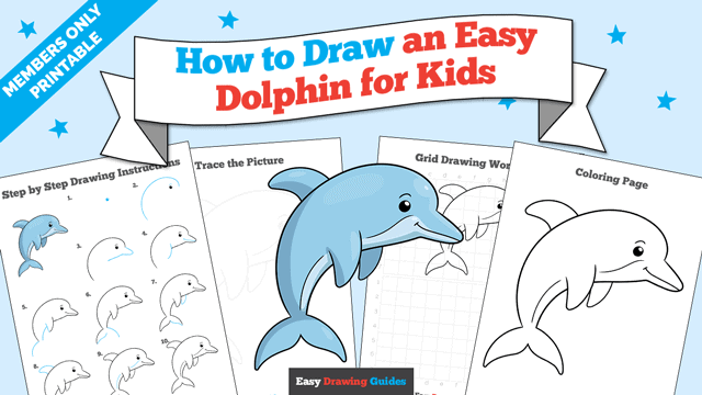 How to Draw an Easy Dolphin for Kids Printable Thumbnail