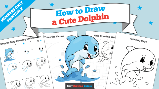 How to Draw a Cute Dolphin Printable Thumbnail