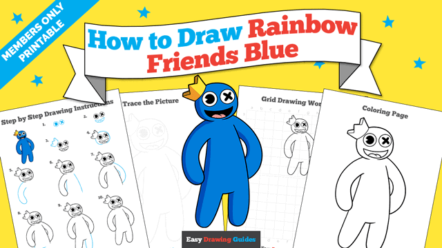 How to Draw Rainbow Friends Blue Printable Thumbnail